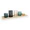 Embossed Glass &#x26; Metal Tealight &#x26; Votive Holders On Rectangle Wood Tray Set, 6ct.